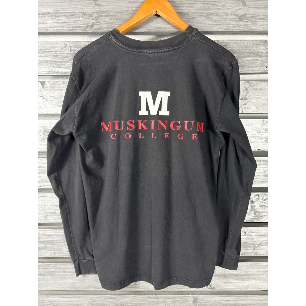 Vintage Muskingum College Long Sleeve T Shirt Mens M/Small Cotton Exchange worn